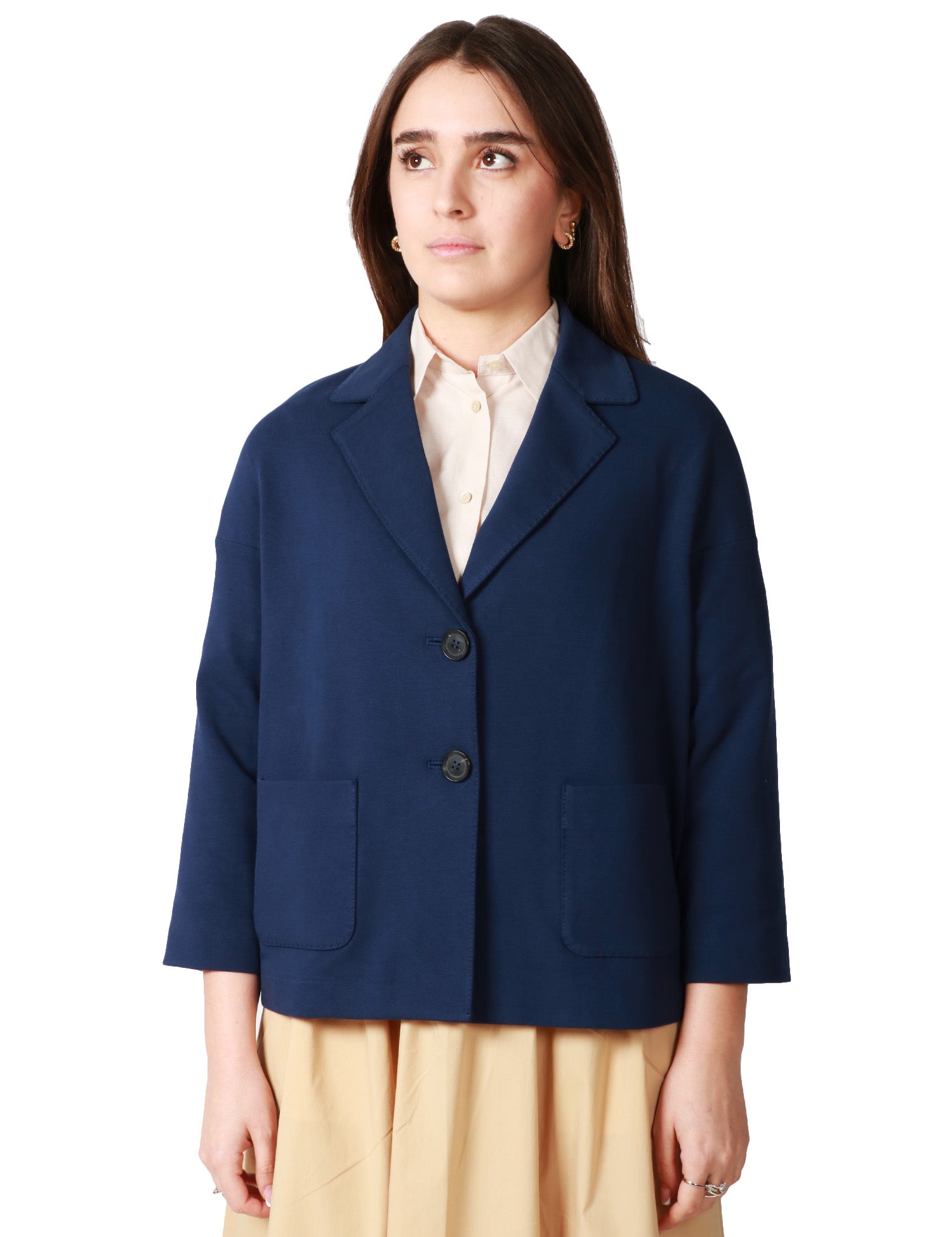 GIACCA CABAN DONNA CIRCOLO BLU IN FELPA DI COTONE CON TASCHE APPLICATE DAVANTI