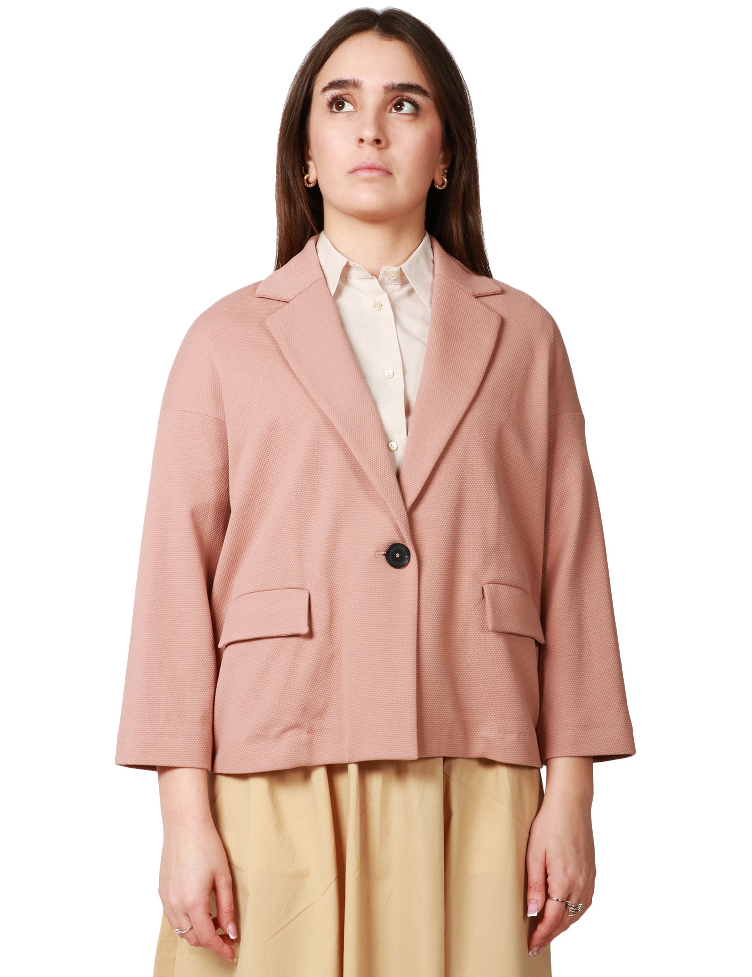GIACCA CABAN DONNA CIRCOLO TERRACOTTA IN TESSUTO OXFORD CON MANICA 7/8