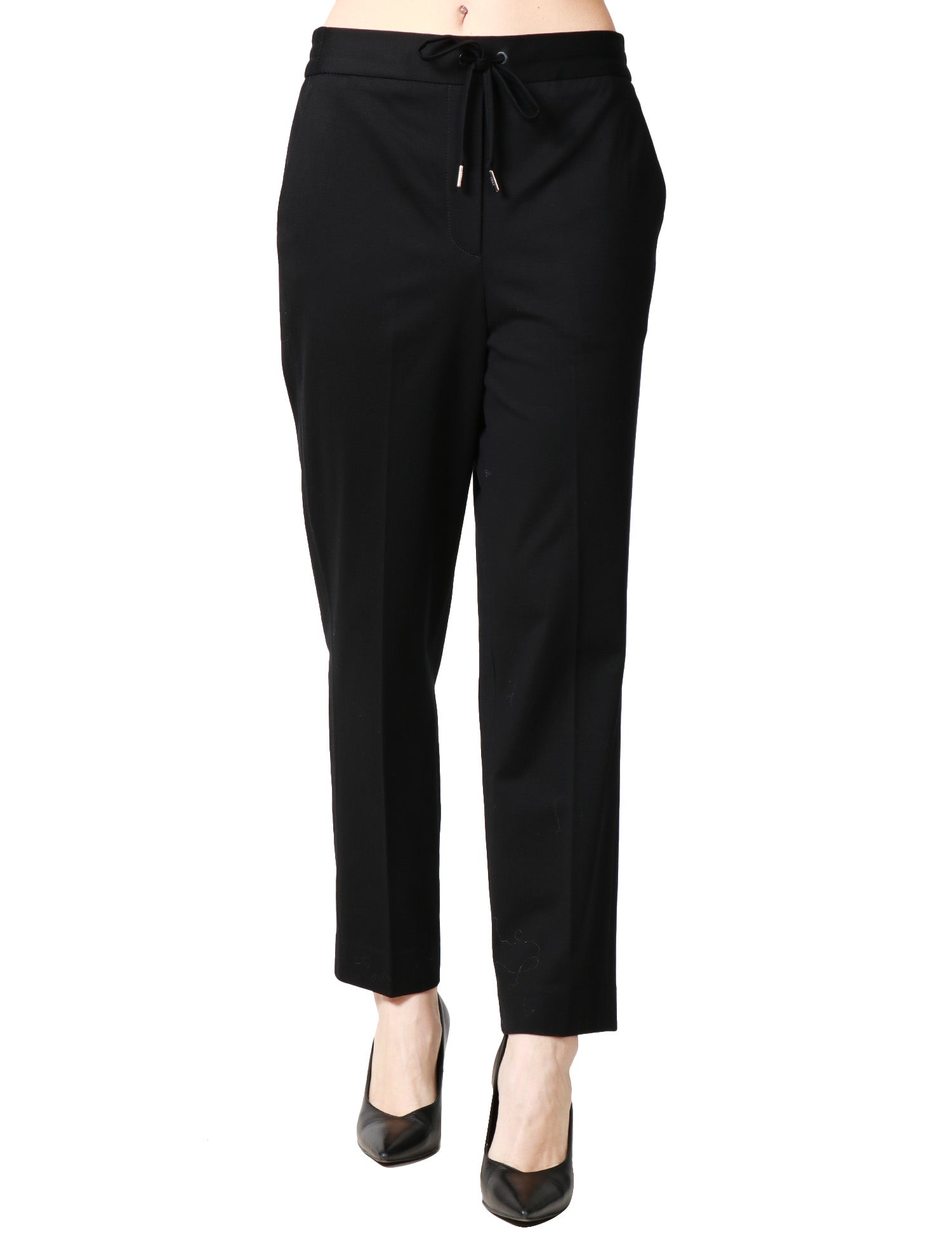 PANTALONE DONNA CIRCOLO NERO IN JERSEY CARROT FIT CON COULISSE