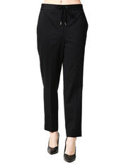 PANTALONE DONNA CIRCOLO NERO IN JERSEY CARROT FIT CON COULISSE