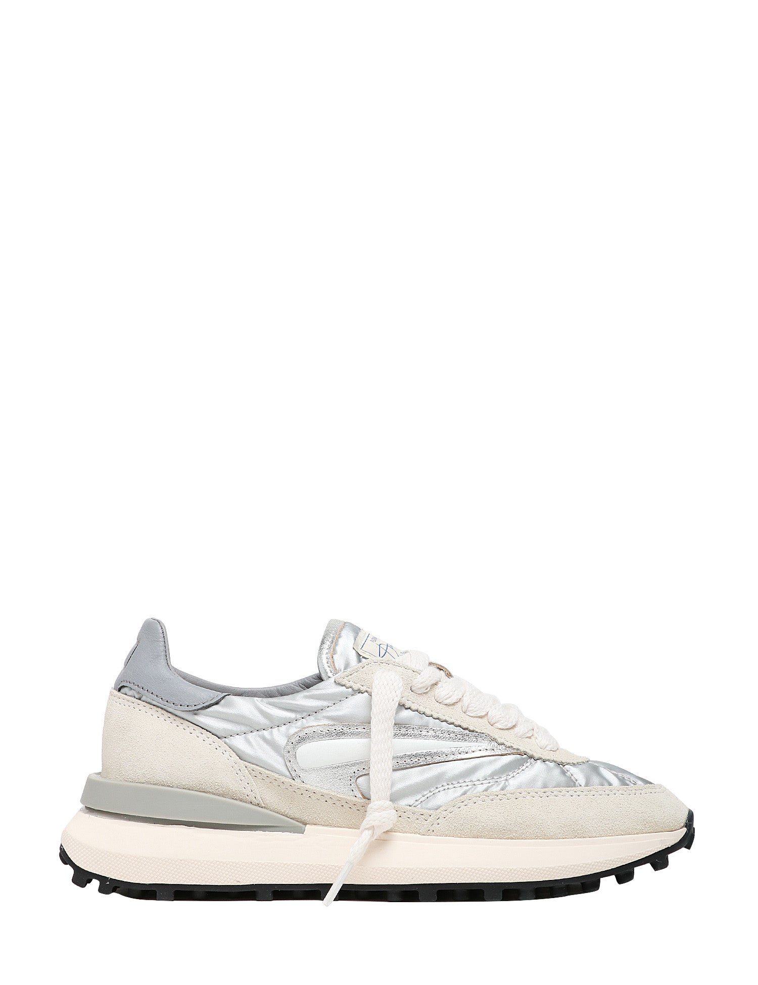 SCARPPA DONNA D.A.T.E. ATHLETA SILVER IN PELLE E NYLON CON SUOLA DENTELLATA DA RUNNING