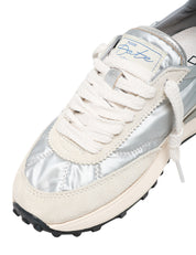 SCARPPA DONNA D.A.T.E. ATHLETA SILVER IN PELLE E NYLON CON SUOLA DENTELLATA DA RUNNING