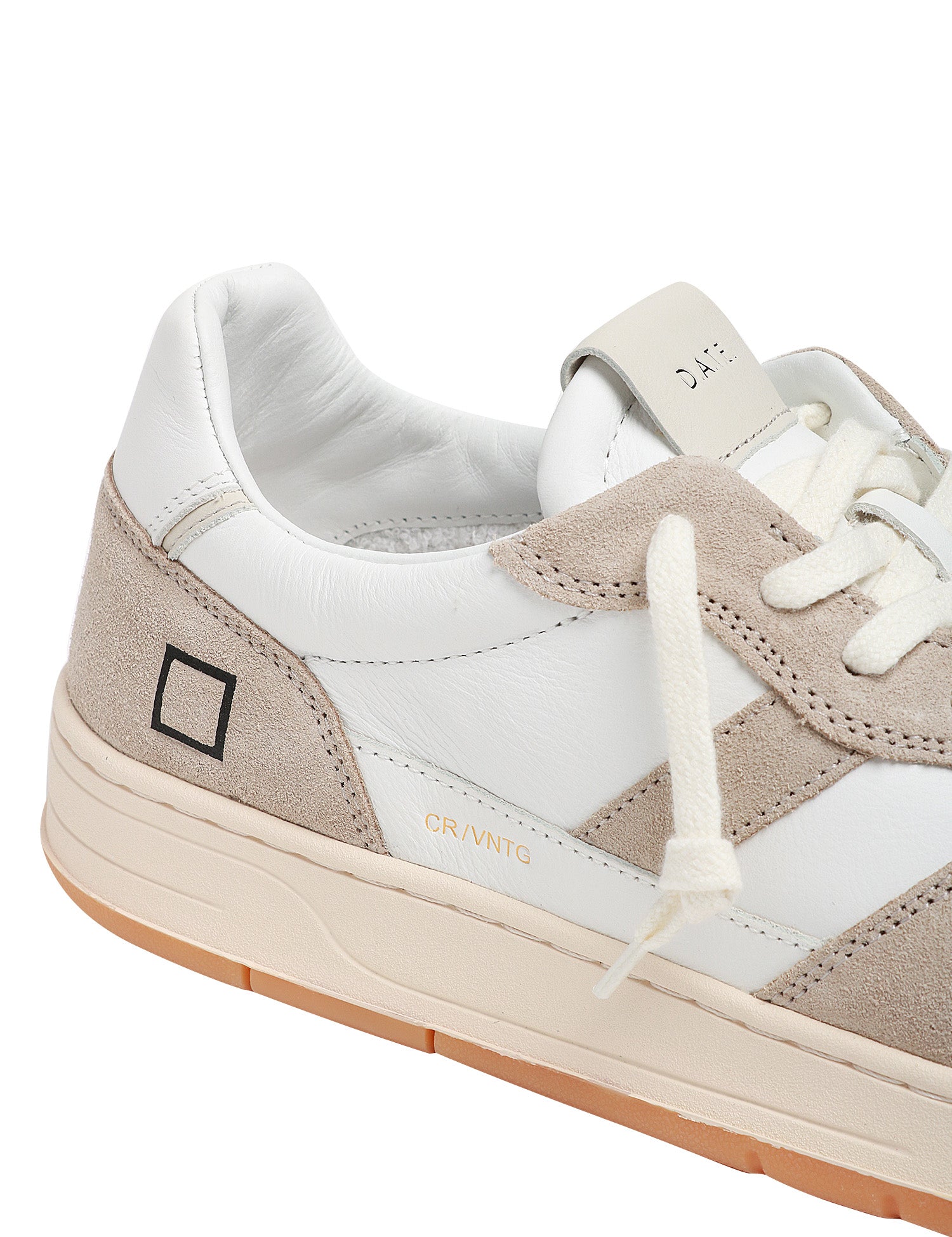 SCARPA UOMO D.A.T.E. COURT 2.0 VINTAGE CALF BIANCO/CREMA IN PELLE CON DETTAGLI IN SUEDE