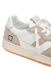 SCARPA UOMO D.A.T.E. COURT 2.0 VINTAGE CALF BIANCO/CREMA IN PELLE CON DETTAGLI IN SUEDE