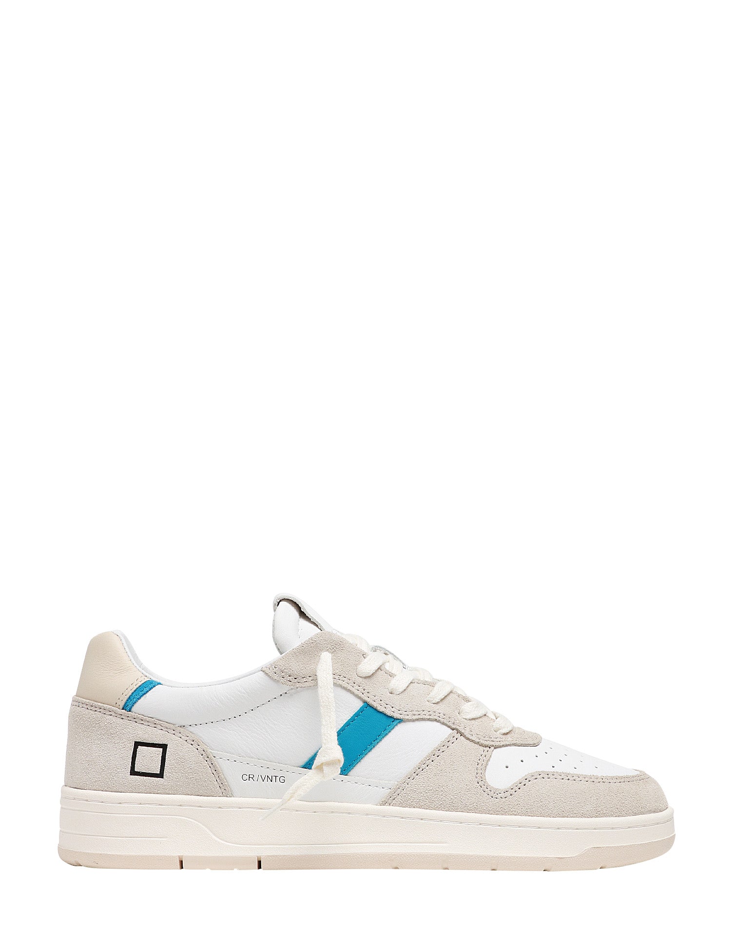 SCARPA UOMO D.A.T.E. COURT 2.0 WHITE/BLUETTE IN PELLE CON INSERTI IN SUEDE