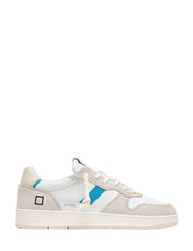 SCARPA UOMO D.A.T.E. COURT 2.0 WHITE/BLUETTE IN PELLE CON INSERTI IN SUEDE