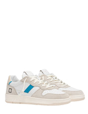 SCARPA UOMO D.A.T.E. COURT 2.0 WHITE/BLUETTE IN PELLE CON INSERTI IN SUEDE