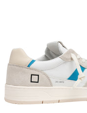 SCARPA UOMO D.A.T.E. COURT 2.0 WHITE/BLUETTE IN PELLE CON INSERTI IN SUEDE