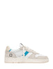 Scarpa uomo d.a.t.e. court 2.0 white/bluette in pelle con inserti in suede