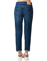 JEANS DONNA DONDUP KOONS LAVAGGIO SCUROA GAMBA STRETTA CON BOTTONI GIOIELLO