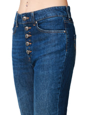 JEANS DONNA DONDUP KOONS LAVAGGIO SCUROA GAMBA STRETTA CON BOTTONI GIOIELLO