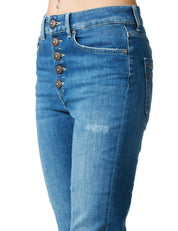 JEANS DONNA DONDUP KOONS DENIM MEDIO A GAMBA STRETTA CON BOTTONI GIOIELLO