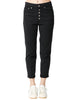 Pantalone donna dondup koons nero con bottoniera gioiello a gamba dritta