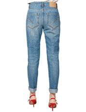 JEANS DONNA DONDUP KOONS LAVAGGIO MEDIO CON BOTTONIERA GIOIELLO LUNGHEZZA ALLA CAVIGLIA