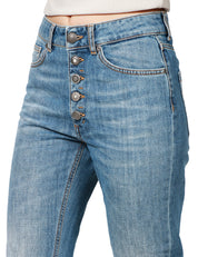 JEANS DONNA DONDUP KOONS LAVAGGIO MEDIO CON BOTTONIERA GIOIELLO LUNGHEZZA ALLA CAVIGLIA