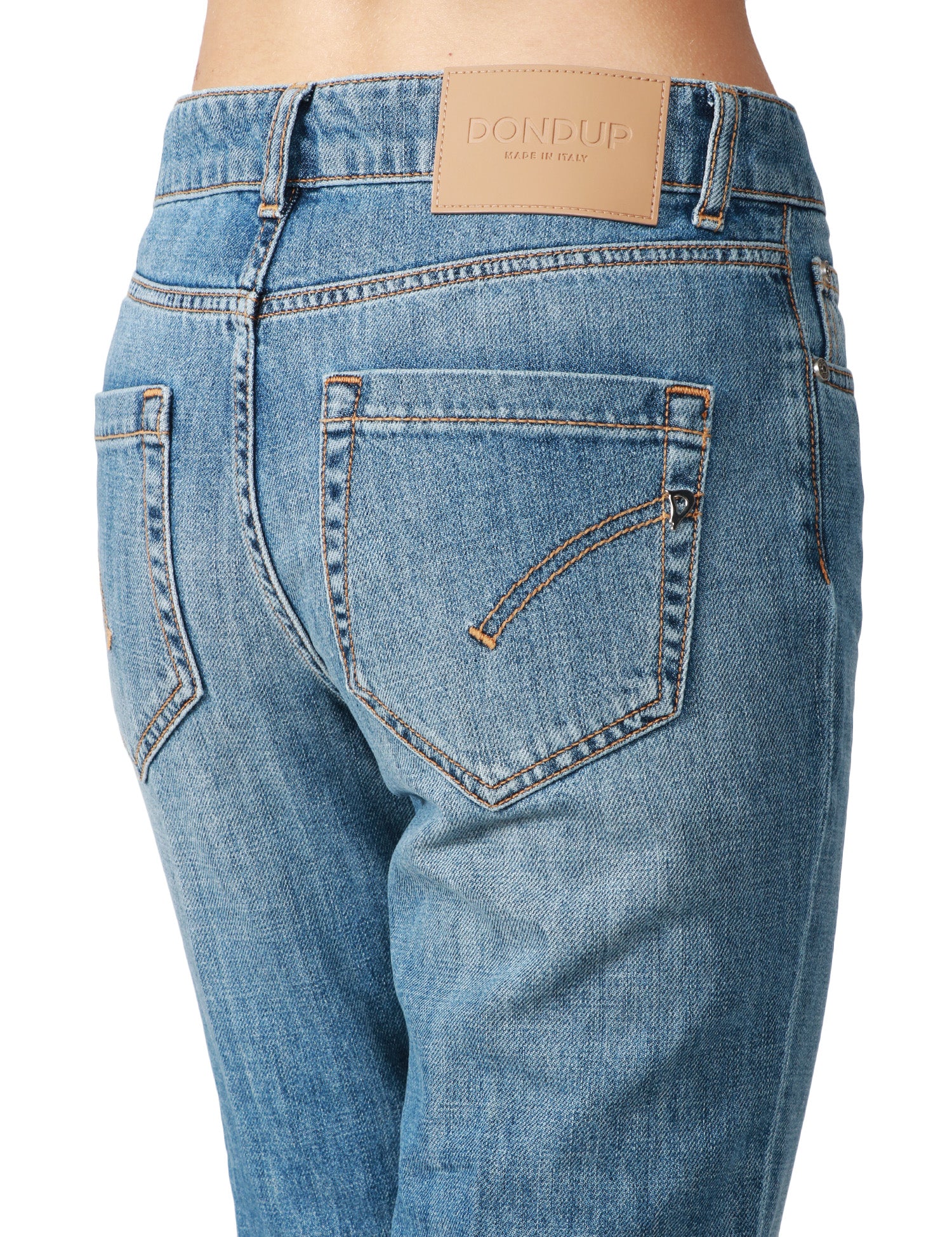 JEANS DONNA DONDUP KOONS LAVAGGIO MEDIO CON BOTTONIERA GIOIELLO LUNGHEZZA ALLA CAVIGLIA