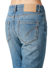 JEANS DONNA DONDUP KOONS LAVAGGIO MEDIO CON BOTTONIERA GIOIELLO LUNGHEZZA ALLA CAVIGLIA