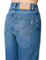 JEANS DONNA DONDUP AMBER LAVAGGIO MEDIO WIDE LEG CON RAMMENDI