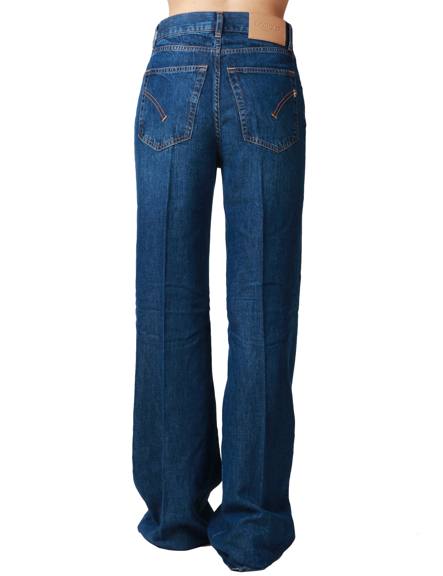 JEANS DONNA DONDUP AMBER DENIM SCURO WIDE LEG 5 TASCHE