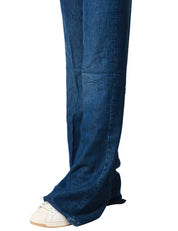 JEANS DONNA DONDUP AMBER DENIM SCURO WIDE LEG 5 TASCHE