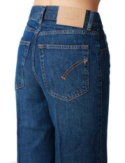 JEANS DONNA DONDUP AMBER DENIM SCURO WIDE LEG 5 TASCHE