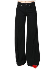 JEANS DONNA DONDUP MARLEN BLACK DENIM WIDE LEG A VITA REGOLARE