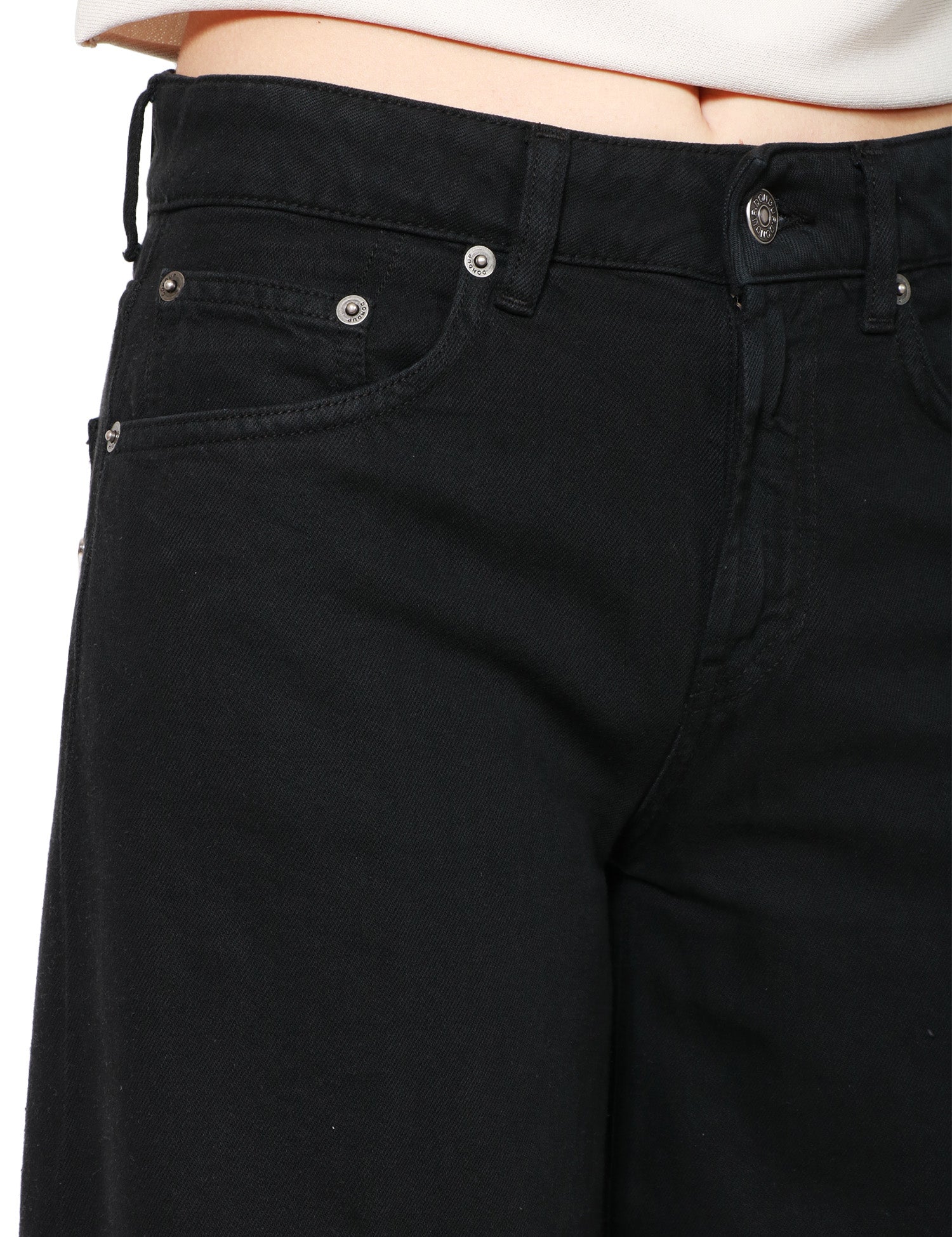 JEANS DONNA DONDUP MARLEN BLACK DENIM WIDE LEG A VITA REGOLARE