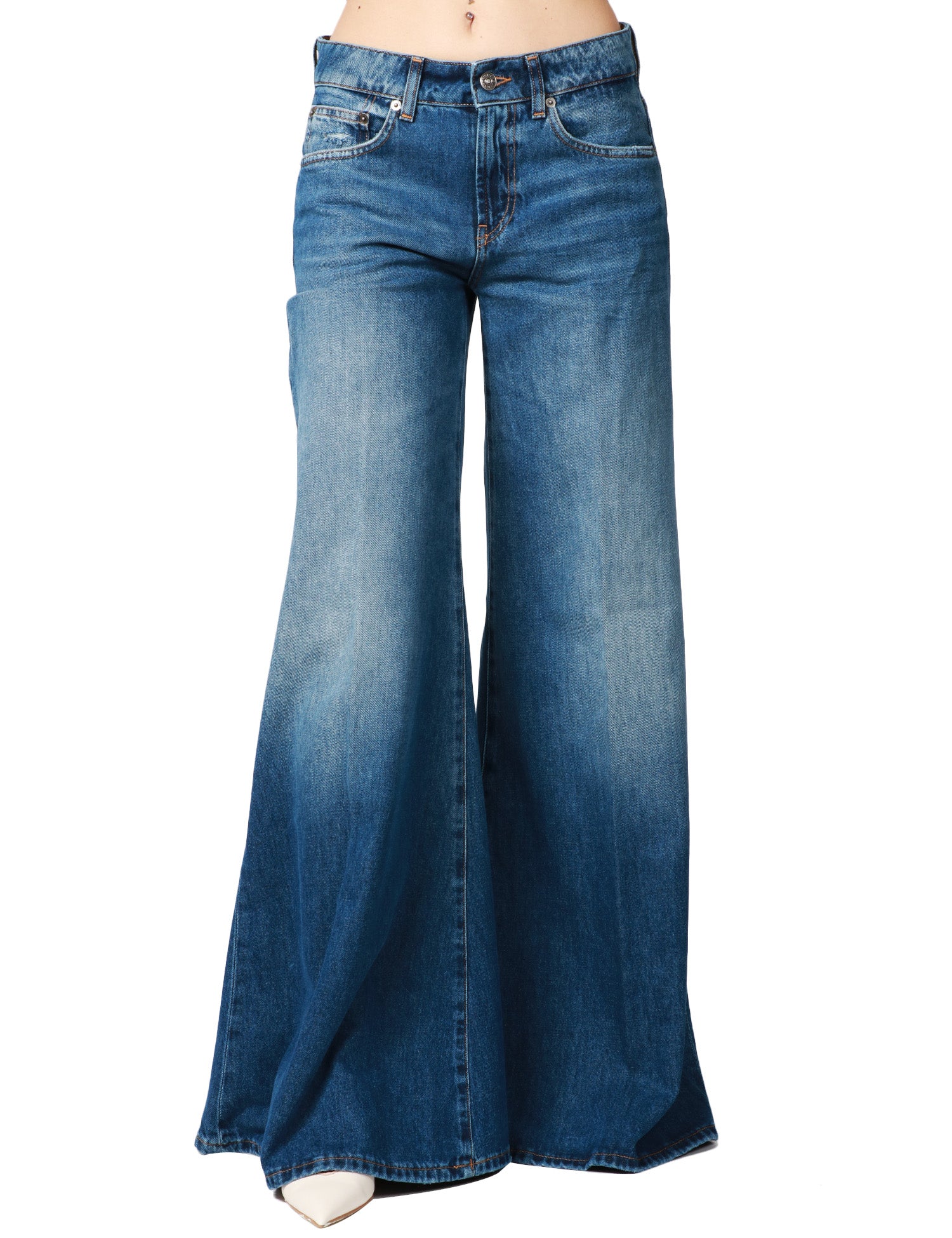 JEANS DONNA DONDUP MARLEN LAVAGGIO SCURO 5 TASCHE CON GAMBA MOLTO AMPIA