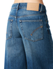 JEANS DONNA DONDUP MARLEN LAVAGGIO SCURO 5 TASCHE CON GAMBA MOLTO AMPIA