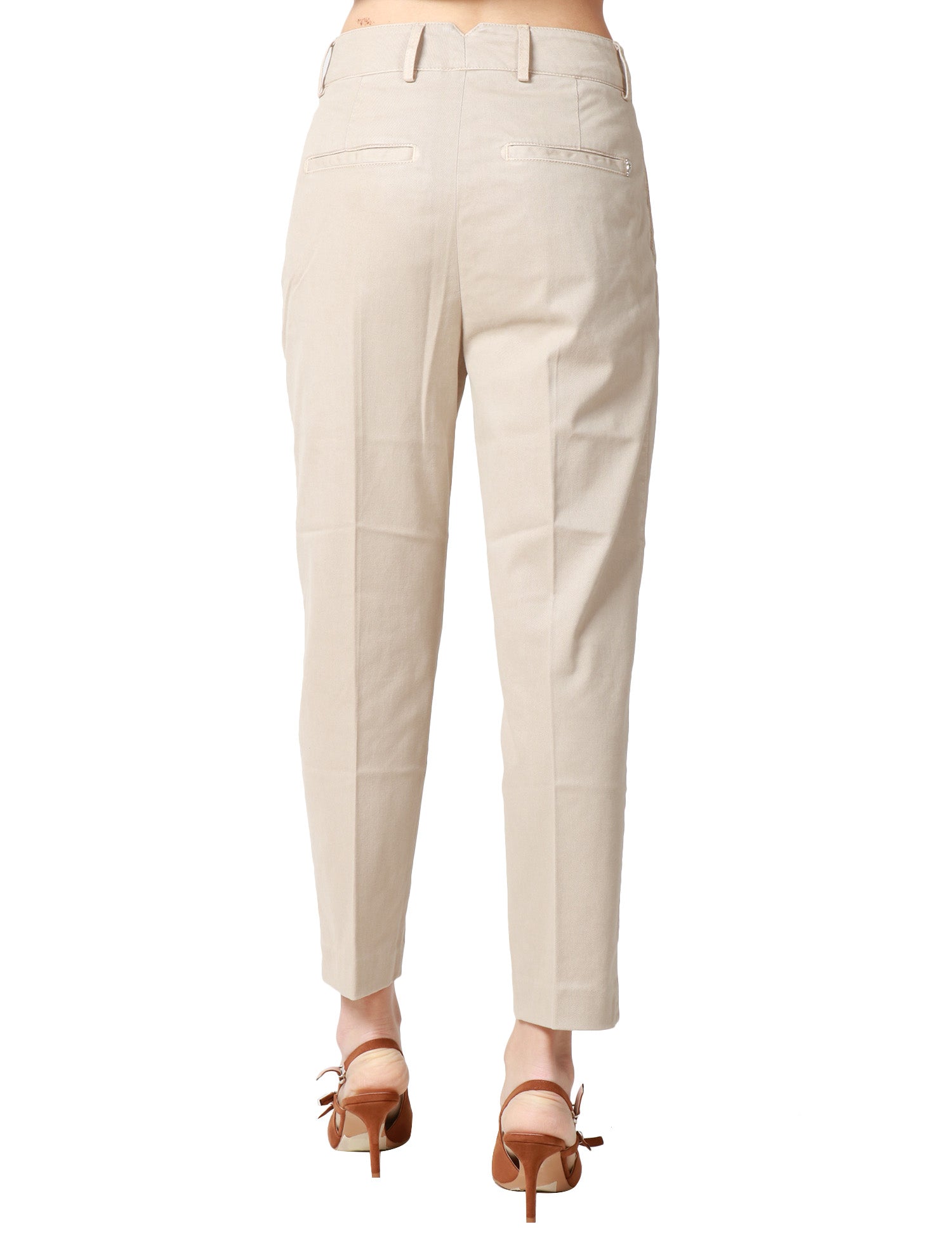 PANTALONE DONNA DONDUP TANIA ECRU ALLA CAVIGLIA CON PINCES DAVANTI IN GABARDINA MANOPESCA