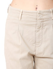 PANTALONE DONNA DONDUP TANIA ECRU ALLA CAVIGLIA CON PINCES DAVANTI IN GABARDINA MANOPESCA