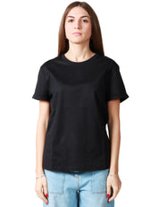T-SHIRT DONNA DONDUP NERA IN JERSEY CON STAMPA LOGO SUL DAVANTI