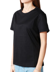 T-SHIRT DONNA DONDUP NERA IN JERSEY CON STAMPA LOGO SUL DAVANTI