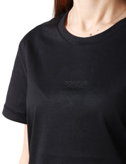 T-SHIRT DONNA DONDUP NERA IN JERSEY CON STAMPA LOGO SUL DAVANTI