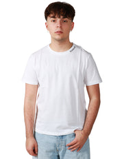 T-SHIRT UOMO DONDUP BIANCA GIROCOLLO CON SCRITTA LOGO SULLO SCOLLO