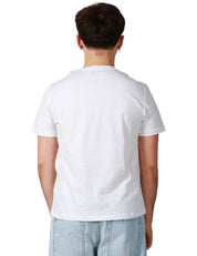 T-SHIRT UOMO DONDUP BIANCA GIROCOLLO CON SCRITTA LOGO SULLO SCOLLO