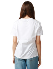 T-SHIRT DONNA DONDUP BIANCA GIROCOLLO CON SCRITTA LOGO SUL LO SCOLLO