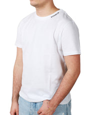 T-SHIRT UOMO DONDUP BIANCA GIROCOLLO CON SCRITTA LOGO SULLO SCOLLO