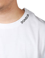 T-SHIRT UOMO DONDUP BIANCA GIROCOLLO CON SCRITTA LOGO SULLO SCOLLO