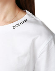 T-SHIRT DONNA DONDUP BIANCA GIROCOLLO CON SCRITTA LOGO SUL LO SCOLLO