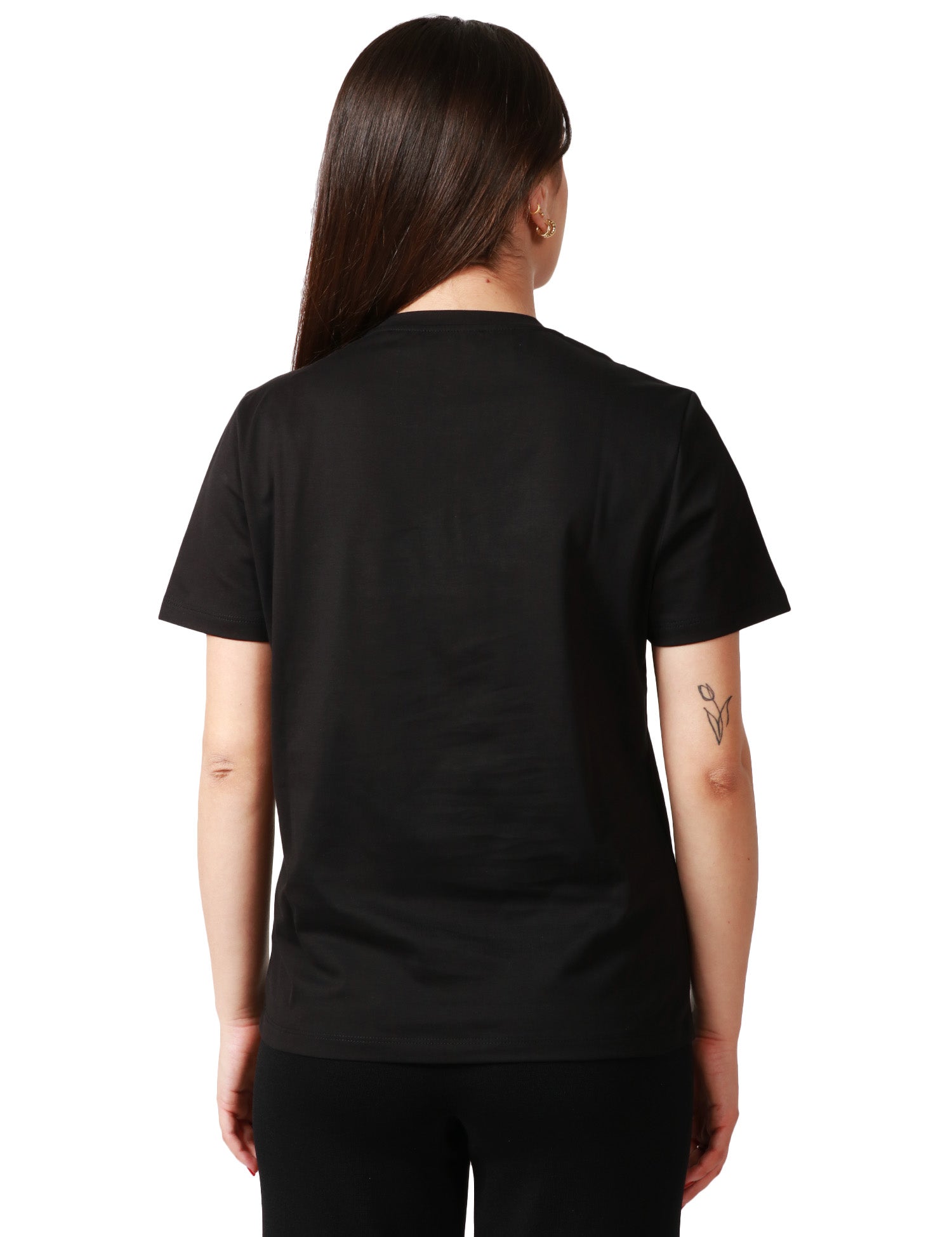 T-SHIRT DONNA DONDUP NERA GIROCOLLO CON SCRITTA LOGO SUL LO SCOLLO