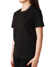 T-SHIRT DONNA DONDUP NERA GIROCOLLO CON SCRITTA LOGO SUL LO SCOLLO