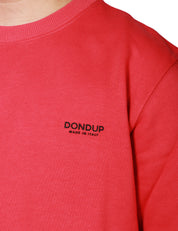 FELPA UOMO DONDUP CORALLO GIROCOLLO CON STAMPA LOGO SUL PETTO