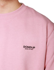 FELPA UOMO DONDUP GIROCOLLO ROSA CON STAMPA LOGO SUL PETTO