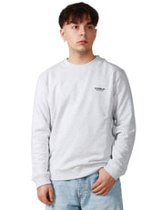 FELPA UOMO DONDUP GRIGIO MELANGE GIROCOLLO CON STAMPA LOGO PETTO