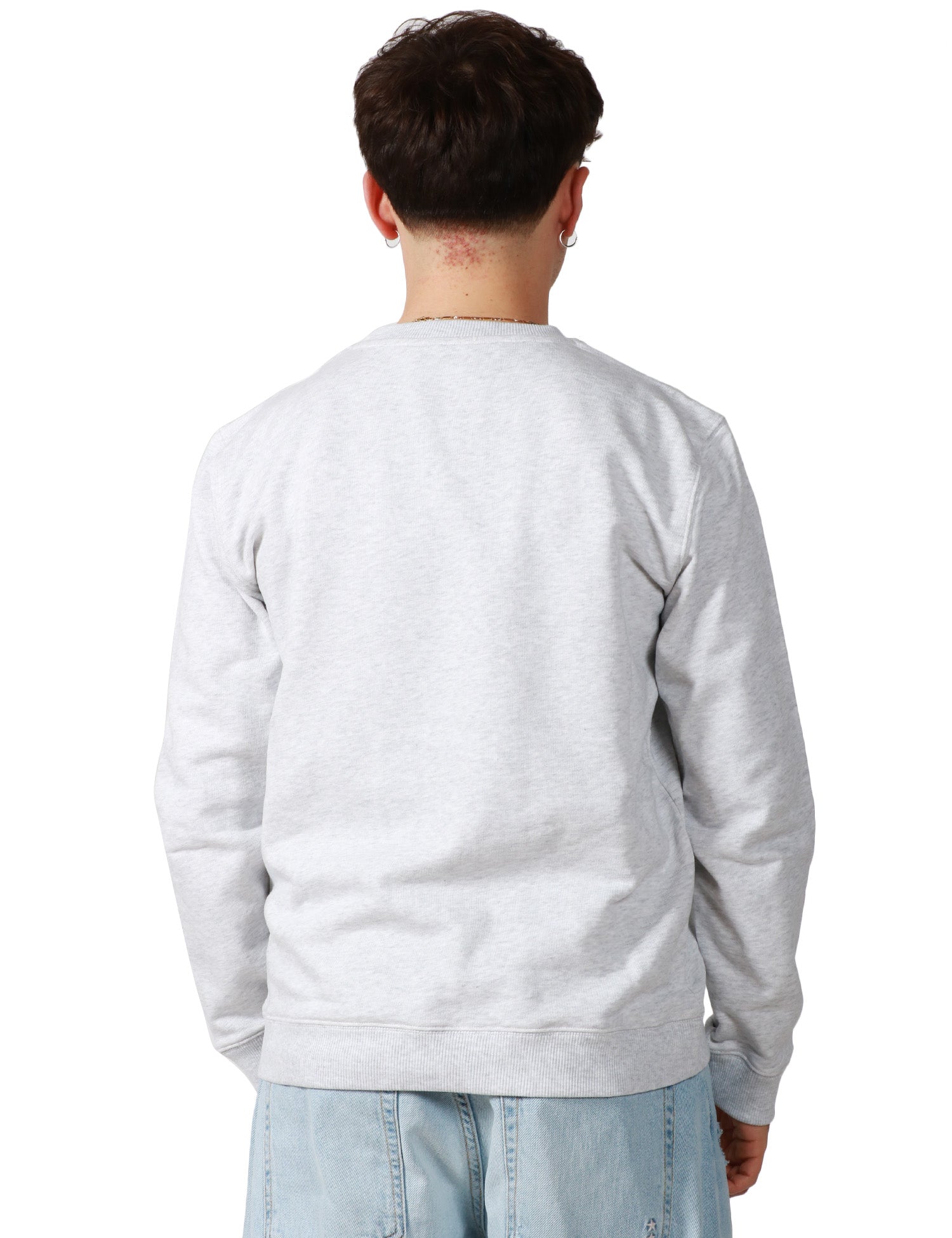 FELPA UOMO DONDUP GRIGIO MELANGE GIROCOLLO CON STAMPA LOGO PETTO