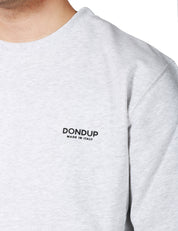 FELPA UOMO DONDUP GRIGIO MELANGE GIROCOLLO CON STAMPA LOGO PETTO