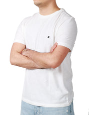 T-SHIRT UOMO DONDUP BIANCA GIROCOLLO IN JERSEY FIAMMATO CON D LOGO APPLICATA SUL PETTO