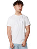 T-shirt uomo dondup bianca girocollo in jersey fiammato con d logo applicata sul petto