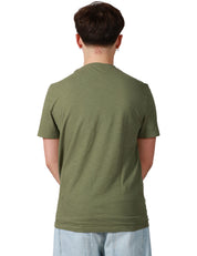 T-SHIRT UOMO DONDUP VERDE MILITARE GIROCOLLO IN JERSEY FIAMMATO CON D LOGO APPLICATA SUL PETTO